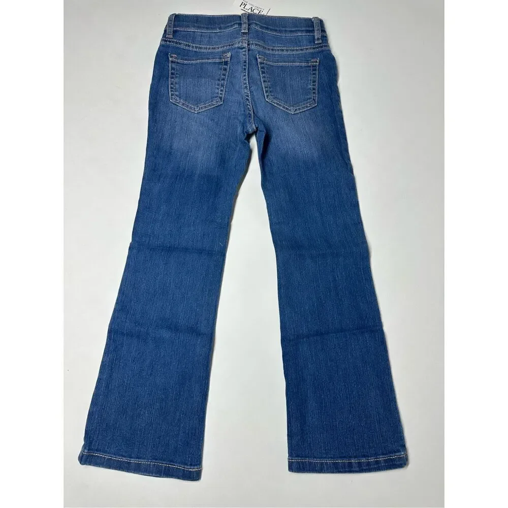 NWT THE CHILDREN'S PLACE Indigo Stone Blue Bootcut Jeans Sz 6 Adjustable Waist